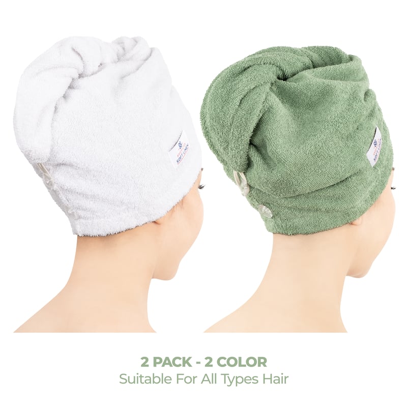 American Soft Linen 100% Cotton Hair Drying Towels for Women, Cotton Hair Turban Turkish Towel Wrap, Head Towel Cap for Hairs