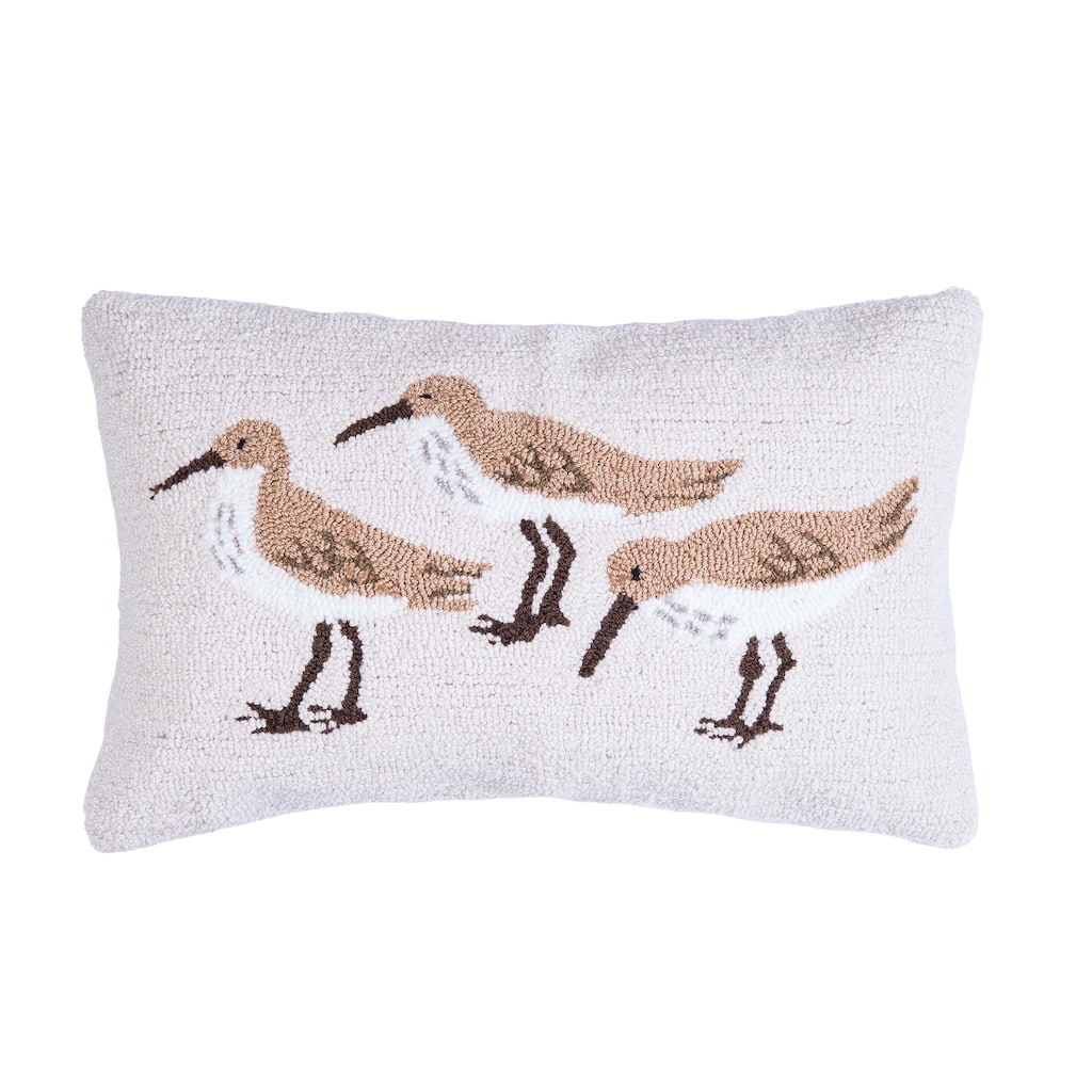 Sandpiper Trio Hooked Pillow
