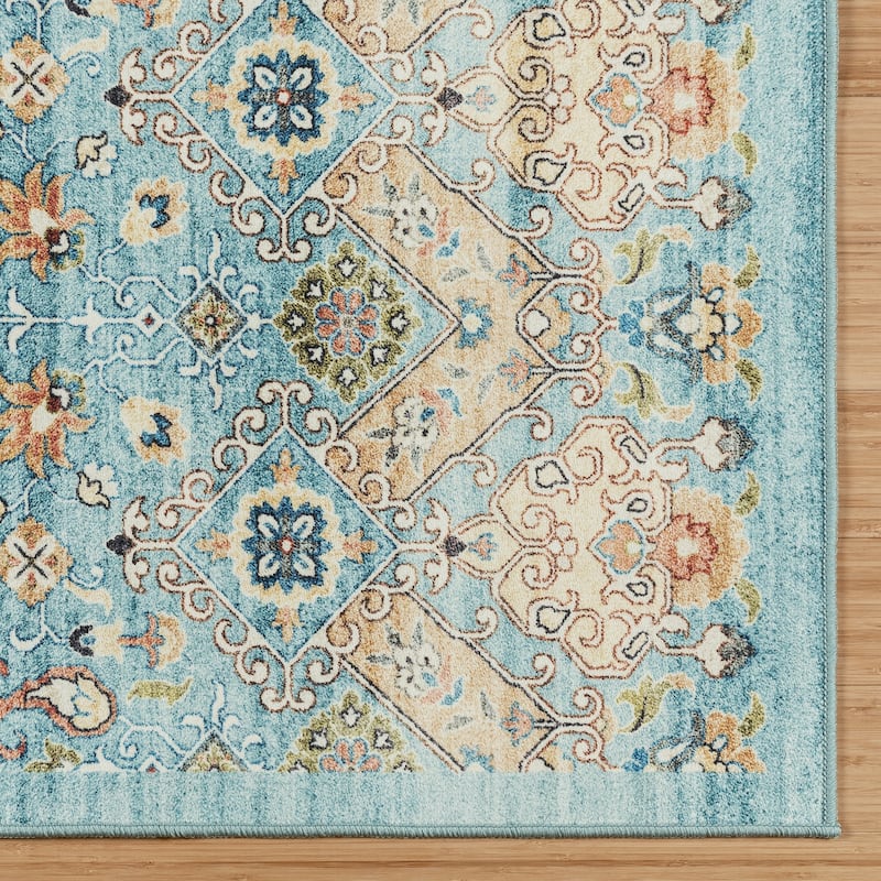 Gertmenian Crystal Print Washable Digital Printed Flat Pile Polyester Slip Resistant Area Rug Collection