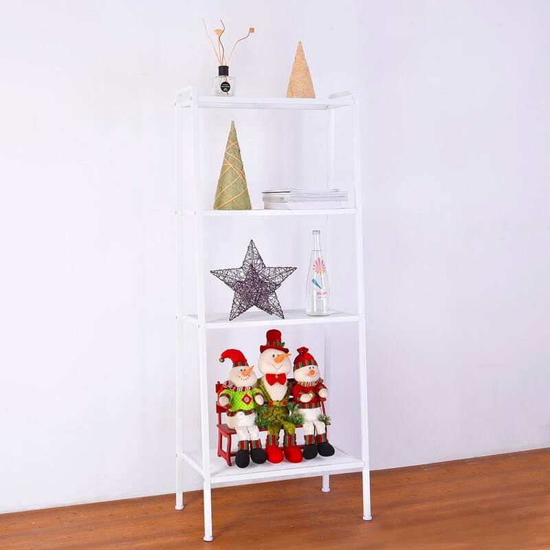 4 Tiers Widen Iron Bookshelf Ivory White