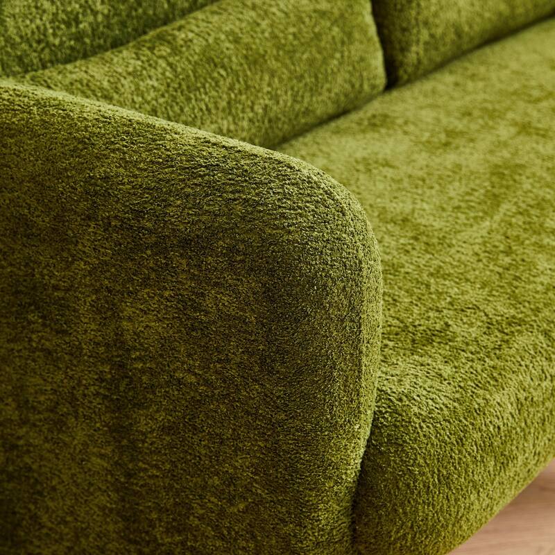Stylish Velvet 2 Seat Sofa Accent Sofa with Lumbar Pillow, Loveseat Sofa Couch with Wood Frame for Living Room