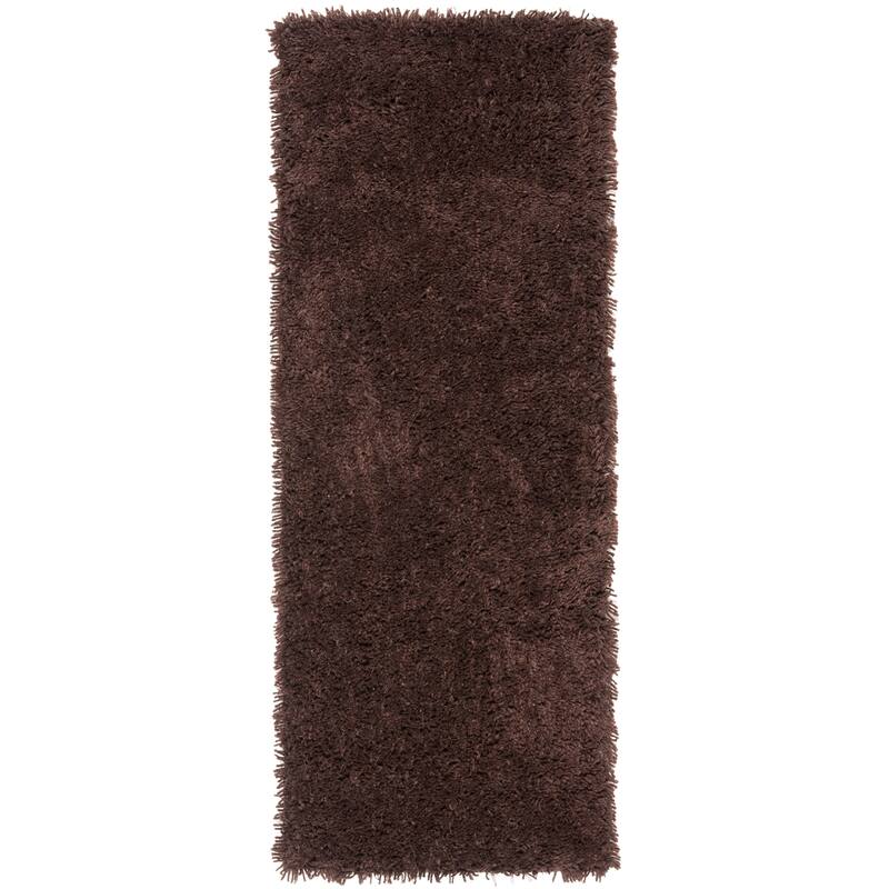 SAFAVIEH Handmade Classic Shag Nakhshun Rug - 2'3" x 8' Runner - Chocolate