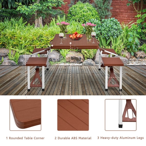 Costway Foldable Picnic Table Camping With Bench 4 Seat On Sale Overstock 18298434