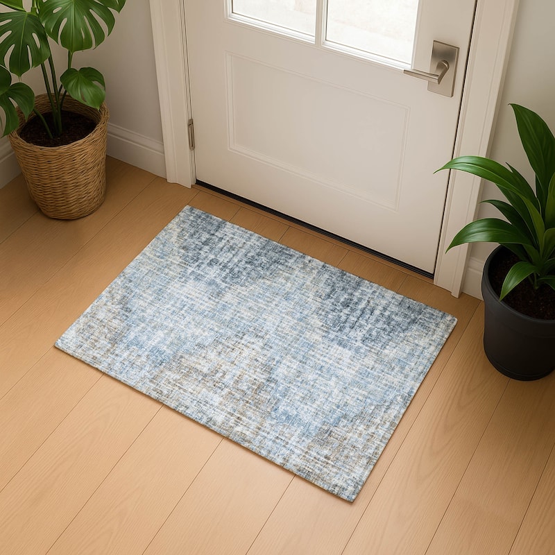 Premium Washable Super Soft Ombre Chevron Mayfield Rug - Denim - 1'8" x 2'6"