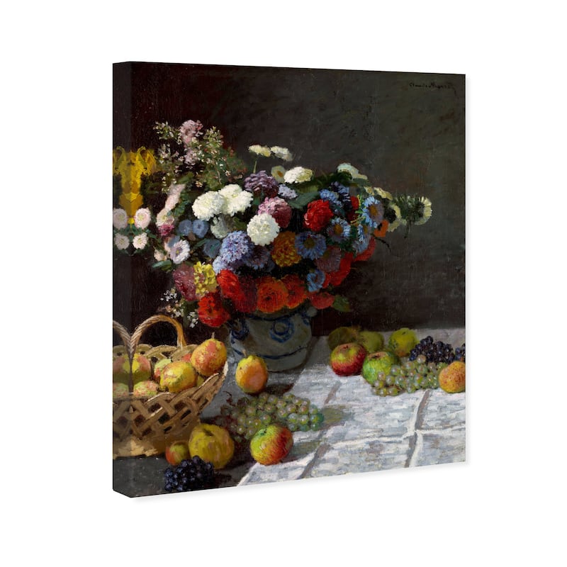 Wynwood Studio Canvas Floral and Botanical Claude Monet - Still Life with Flowers and Fruit Wall Art Canvas Print
