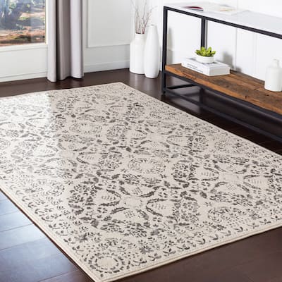 Feldman Grey Traditional Medallion Area Rug - 7'10" x 10'3"