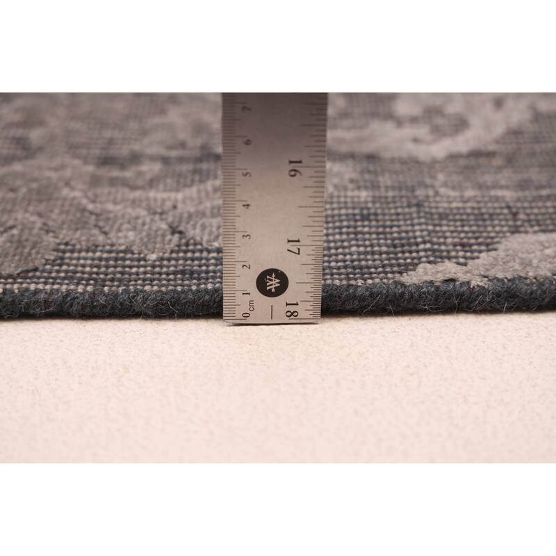 ECARPETGALLERY Hand Loomed Elysian Dark Grey Viscose, Wool Rug - 6'7 x 10'0