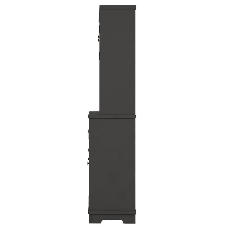 Roomfitters Farmhouse Coffee Bar Cabinet with Wine Storage, Buffet Sideboard with Glass Racks and Shelves