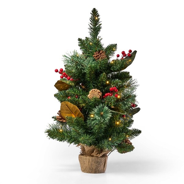 Shop Nathan 24" Pine Pre-Lit Clear LED Pre-Decorated Artificial Christmas Tree by Christopher ...