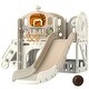 preview thumbnail 8 of 7, 7-in-1 Toddler Slide Playset, with Ring Toss, Basketball Hoop, Telescope, Playground with Climber, Storage Space, Crawl Tunnel