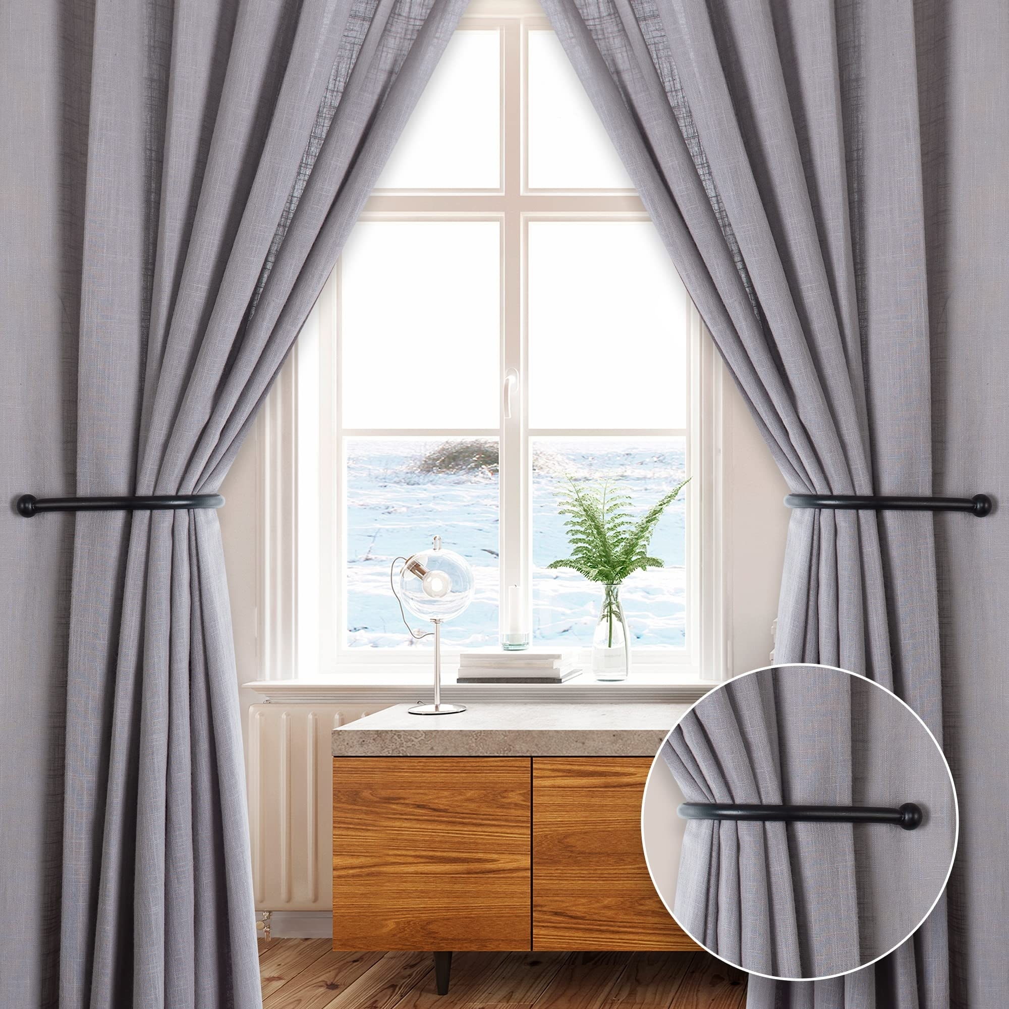 2pcs Metal Curtain Holdback Hook Wall Hook for Voile Gauze Drapes White 