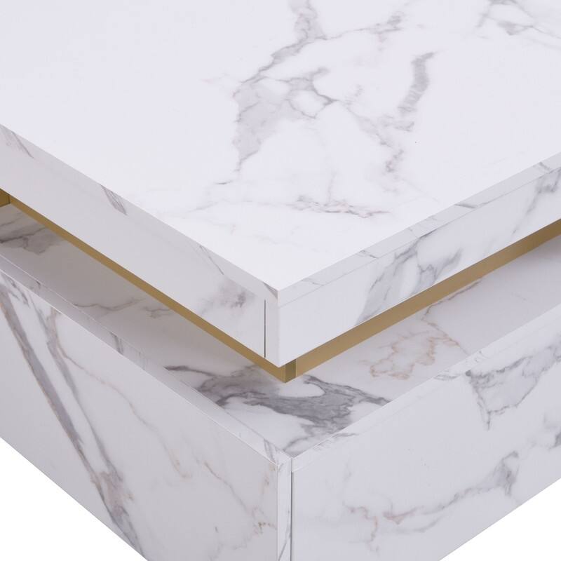 43.3" W Square Storage Coffee Table with 4 Drawers