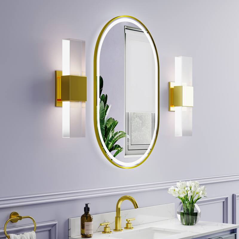 36"H Wall Mounted Bathroom Framed LED Mirror With Memory Function