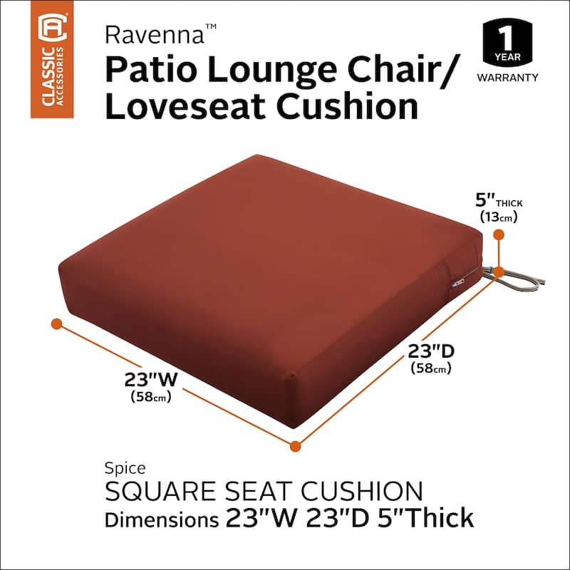 Ravenna® Square Patio Seat Cushion Slip Cover & Foam, 23"W x 23"D x 5"T