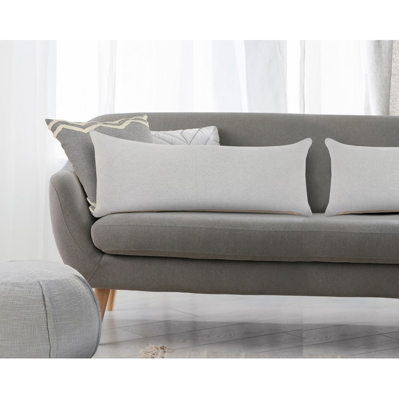 HomeRoots 14" X 36" Light Gray 100% Cotton Zippered Pillow