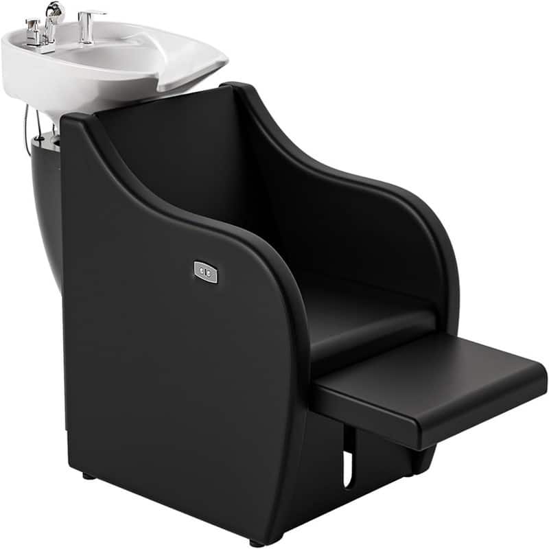 Shampoo Bowls for Salon Electric Shampoo Chair with Reclining Legrest and Tilting Porcelain Shampoo Sink - N/A