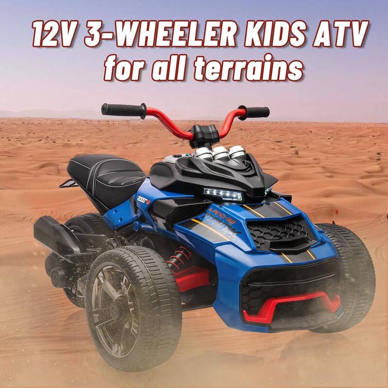 12V Kids Ride On ATV, 3 Wheeler Motorcycle, Rechargeable Battery-Powered ATV Toy Car