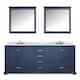 Dukes 80 in. W x 22 in. D Navy Blue Double Bath Vanity, Carrara Marble Top, Faucet Set, and 30 in. Mirrors - Blue - Double Vanities