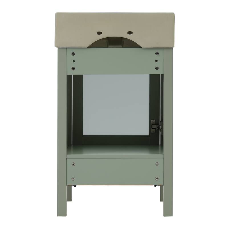 20-Inch Blue Bathroom Vanity with Ceramic Sink, Soft-Close Door & Ample Storage for Small Spaces - 15.16in L Solid Wood+MDF