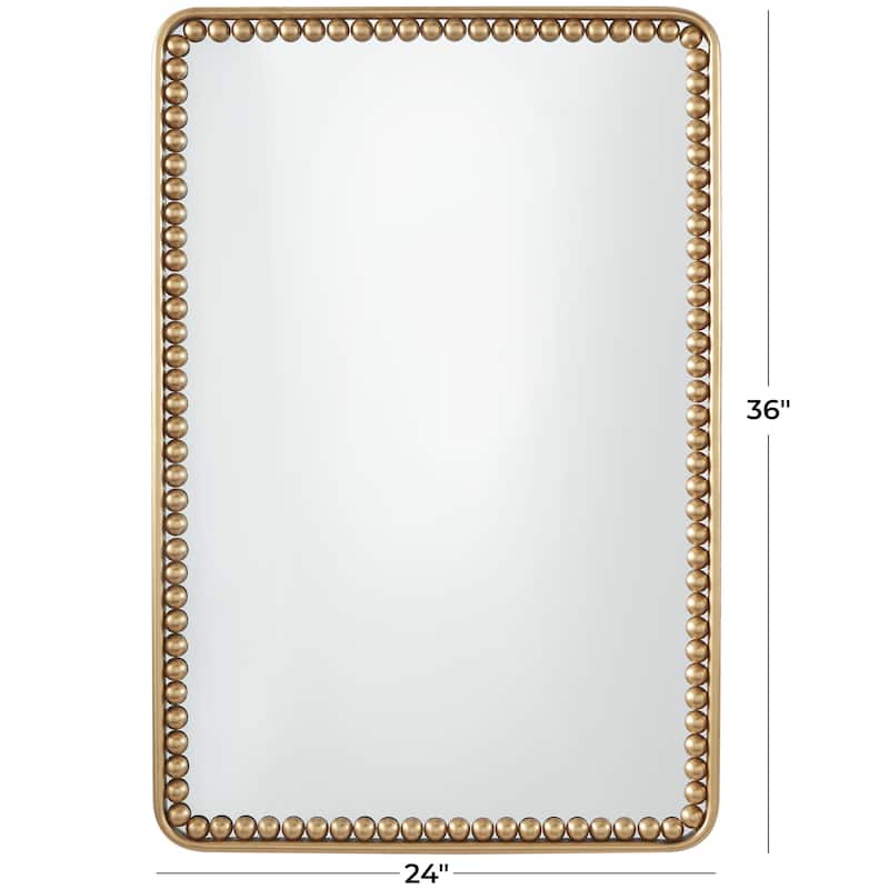 Metal Room Wall Mirror with Beaded Detailing - Gold - Roche River Decor