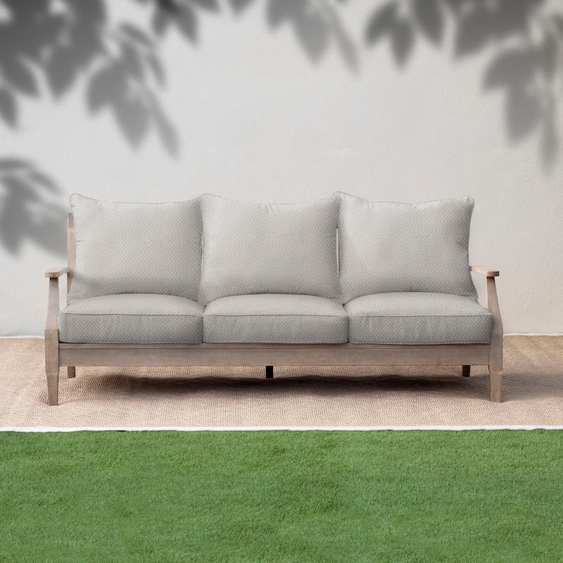 Sorra Home Sunbrella Outdoor Deep Seating Sofa Pillow and Cushion Set - 25 in W x 25 in D x 5 in H - Retain Oyster