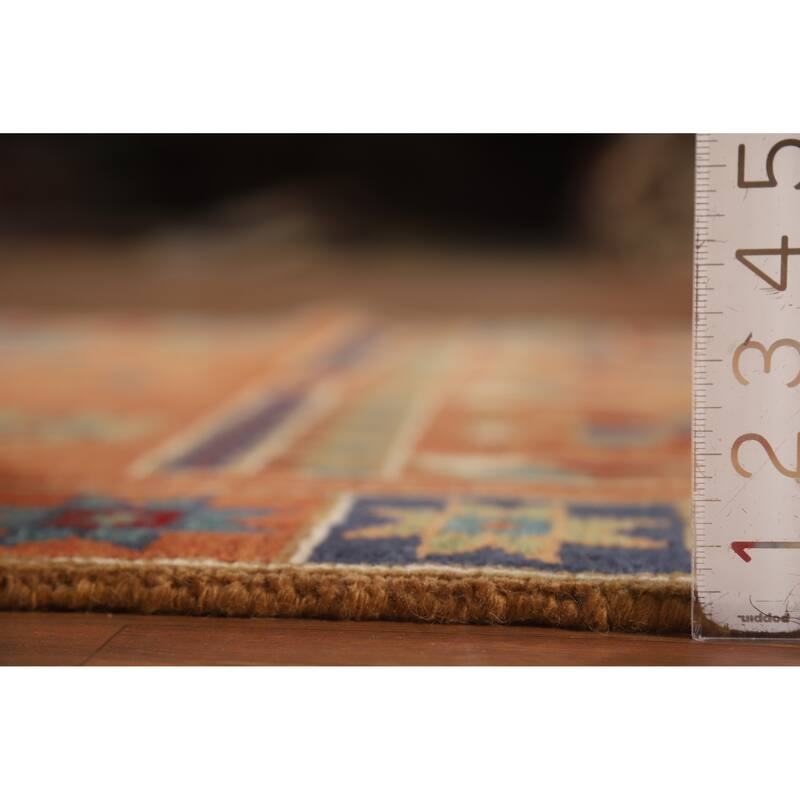 Hand Knotted Oriental 100% Wool Carpet Traditional Tribal Oranges & Rust Heriz (serapi) Runner Rug - 10' 3'' X 4' 0''