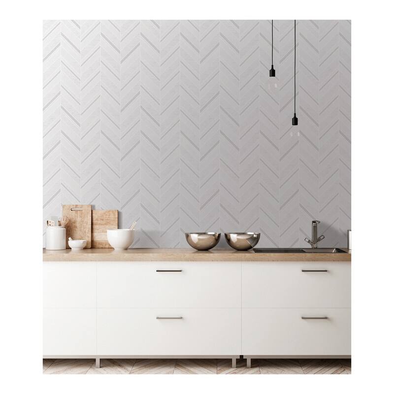 Advantage Punta Mita Ivory Chevron Wallpaper - 20.5 x 396 x 0.025