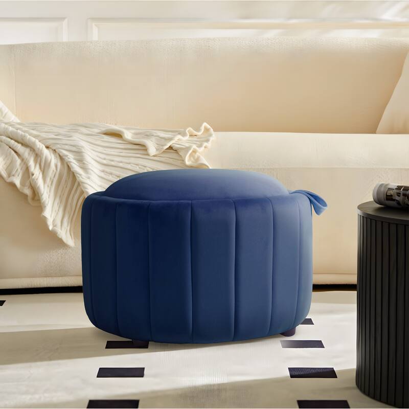 Modern Round Velvet Storage Ottoman Footrest Footstool