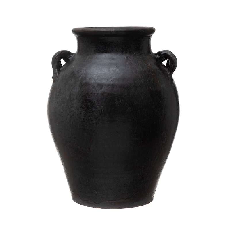 Found Decorative Clay Jar - 9.5"L x 9.5"W x 11.8"H
