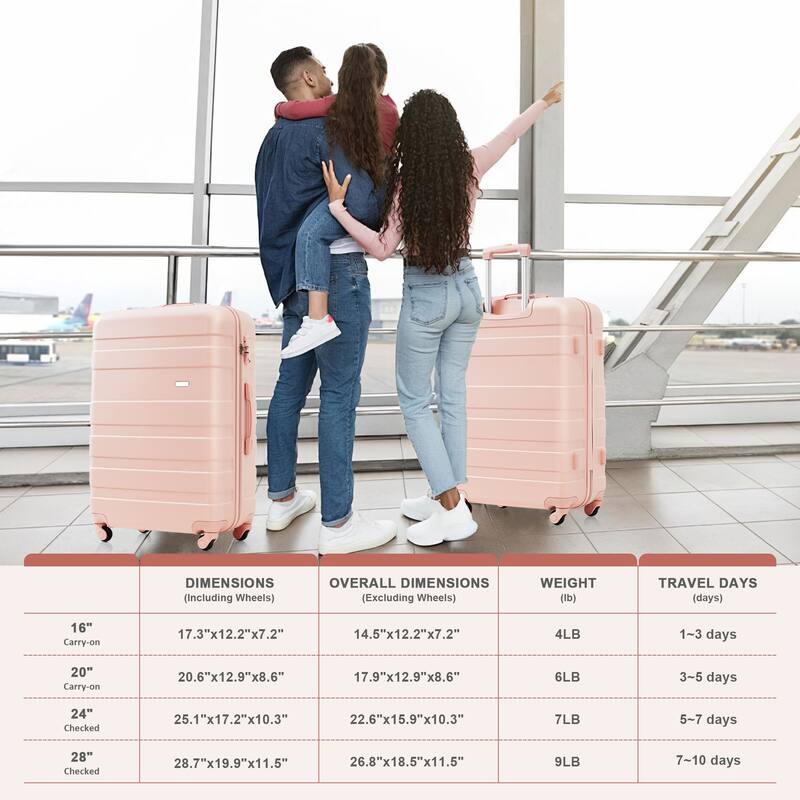 5-Piece Luggage Set with Expandable Travel Bag-Includes 16", 20", 24", 28" Suitcases with 360° Spinner Wheels