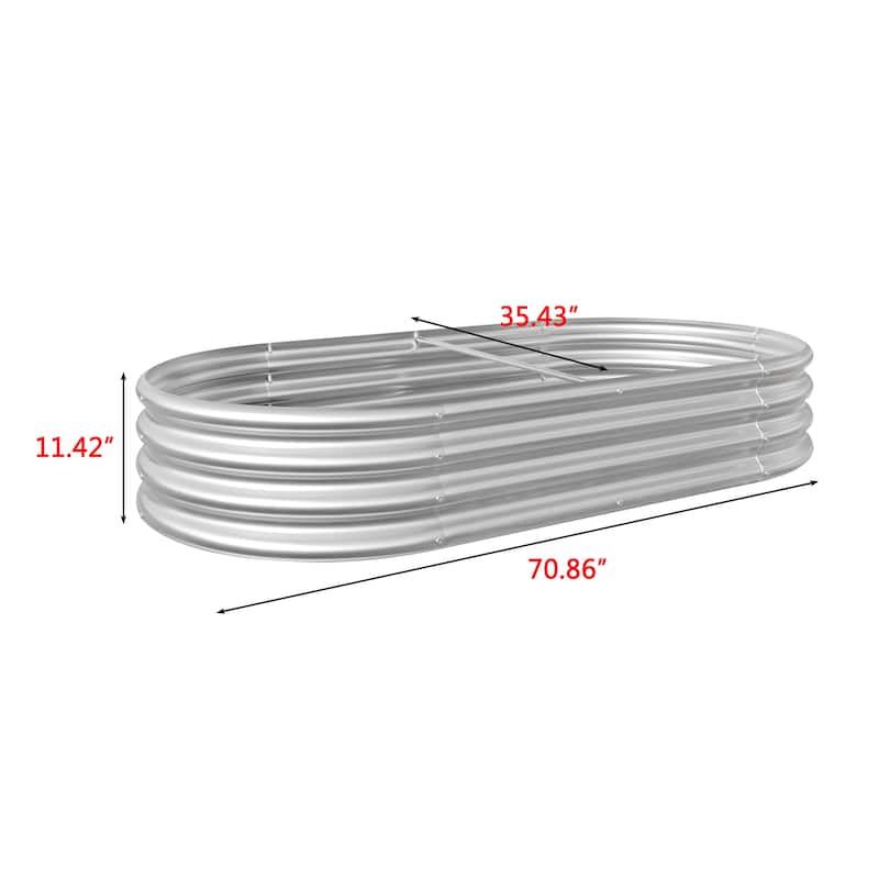 GDFStudio - Large Oval Metal Raised Garden Bed for Vegetables, Flowers, and Plants, Outdoor Backyard Planter Box