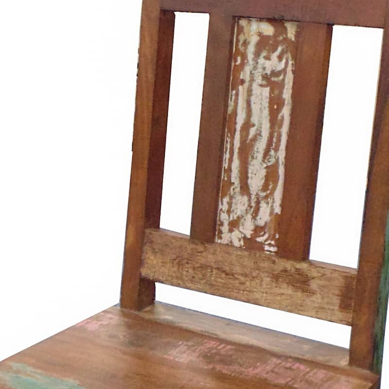 Set of Two Brown Slat Back Dining Chairs with Solid Wood Legs - 18” x 18” x 42”