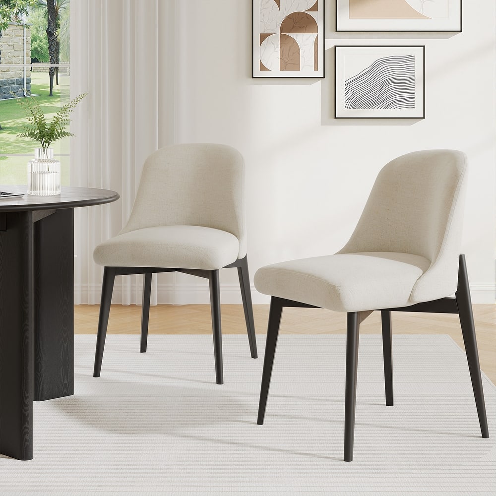 Upholstered Side Chair Dining Chairs Kitchen Chairs with Wood Legs Set of 2