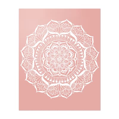 Dusty Rose Floral Mandala Drawing Abstract Bohemian Art Print/Poster ...
