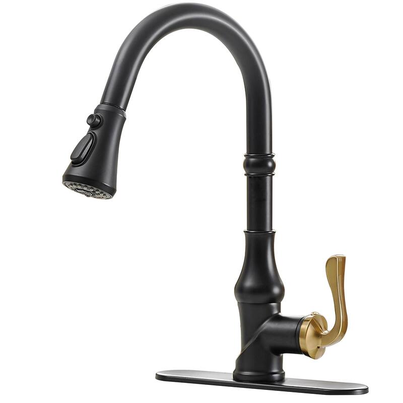 WIZ Single-Handle Pull-Down Sprayer 3 Spray High Arc Kitchen Faucet - Black