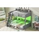 preview thumbnail 7 of 14, Wood Bunk Bed w/Storage Shelves and LED, Twin over Full Bed Frame with Charging Station, Drawer and Safety Guardrail for Kids