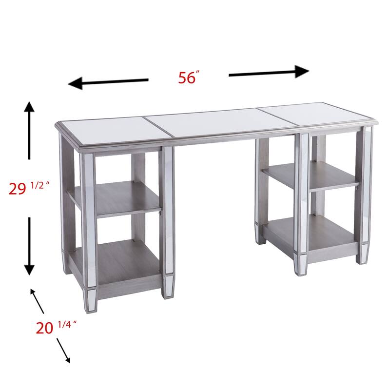 SEI Furniture Vedlin Mirrored Office Computer Desk