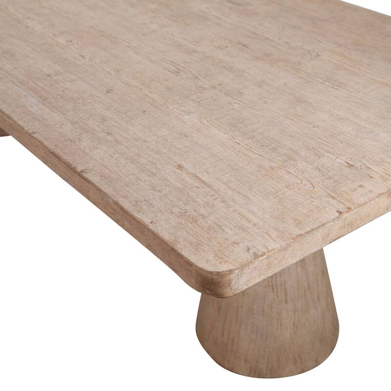 Hayes 108" Rectangular Reclaimed Pine Double Cone Shaped Pedestal Base Dining Table