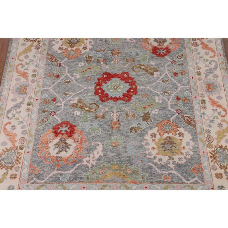 Floral Oushak Indian Area Rug Handmade Wool Carpet - 7'11" X 10'0"