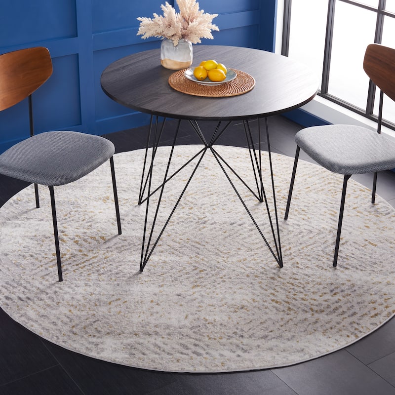 SAFAVIEH Palma Laney Geometric Rug - 6'7" Round - Beige/Light Grey