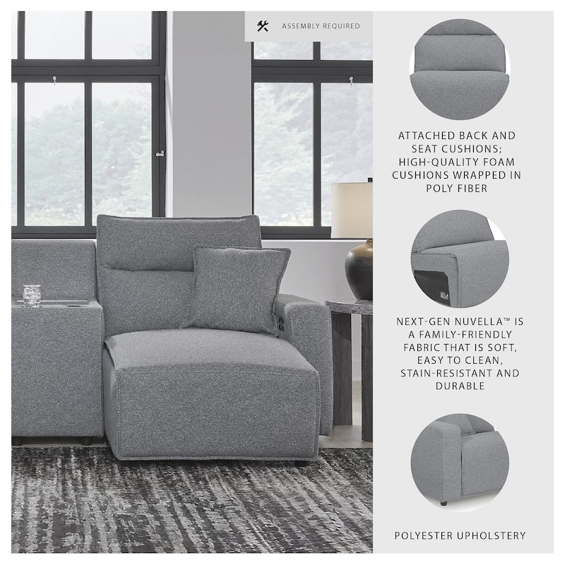 Signature Design by Ashley Modmax Gray 3-Piece Power Reclining Sectional with Chaise - 100" W x 63" D x 41" H