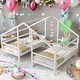 preview thumbnail 2 of 0, Double Twin Size Triangular House Platform BedsWith Built-in Table,Kids Bed Design White