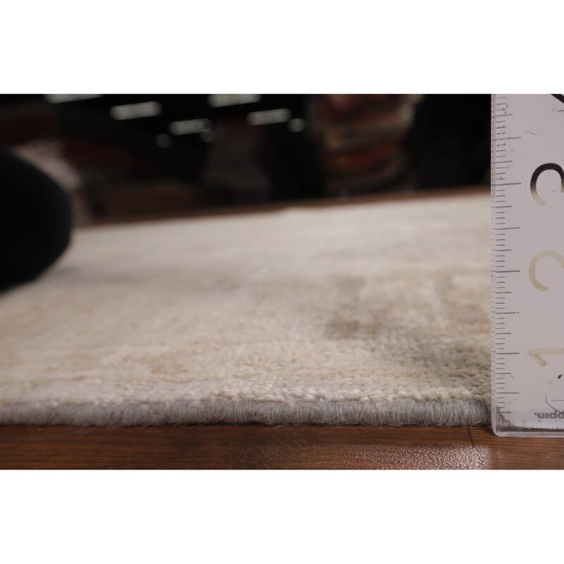 Transitional Oushak Vegetable Dye Turkish Rug Hand-Knotted Wool Carpet - 5'11"x 9'0"