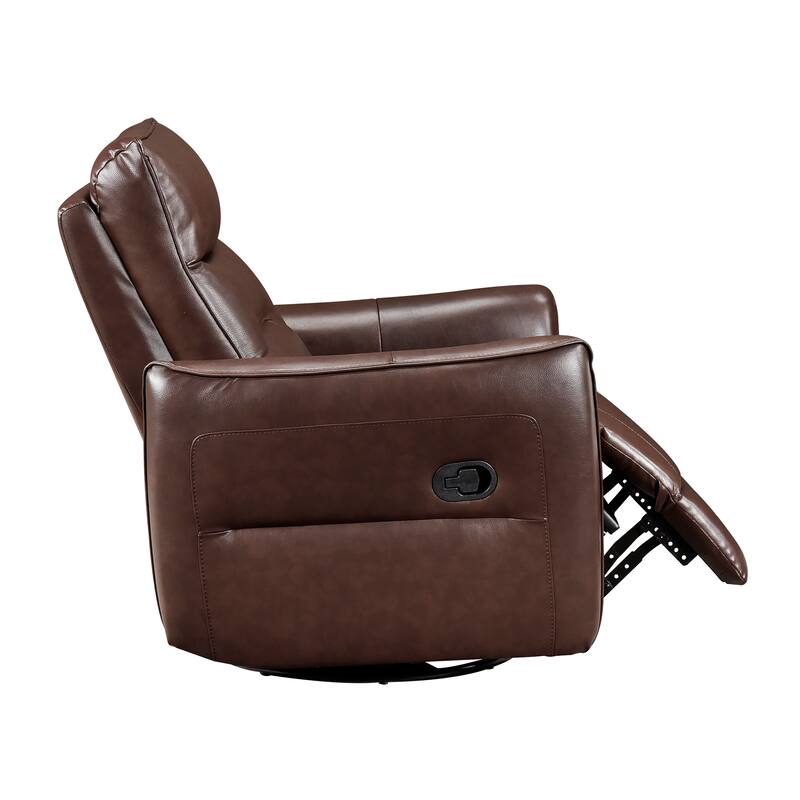 Esther 36" Leather Swivel Glider Recliner - Pull-Handle Motion