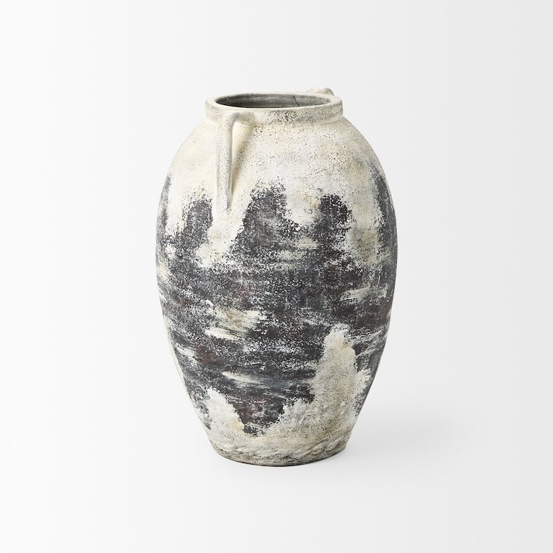 Boscia White and Black Ceramic Floor Vase