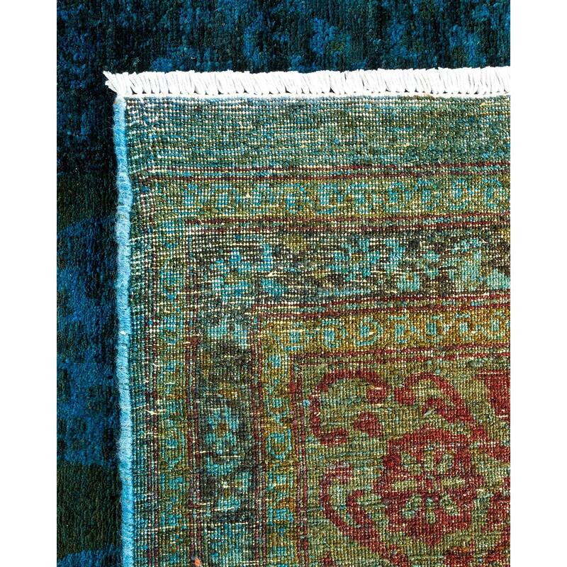 Overton Handknotted Wool Vintage Inspired Contemporary Suzani Blue Area Rug - 16' 3" x 10' 2"