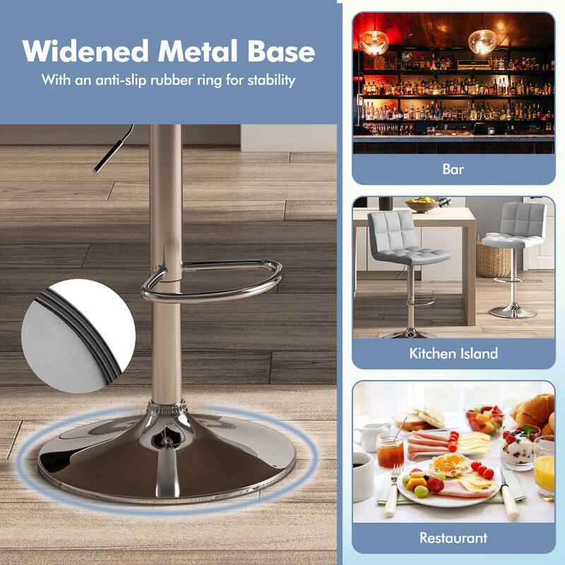 Gymax Set of 4 Adjustable Swivel Bar Stool Counter Height Bar Chair PU