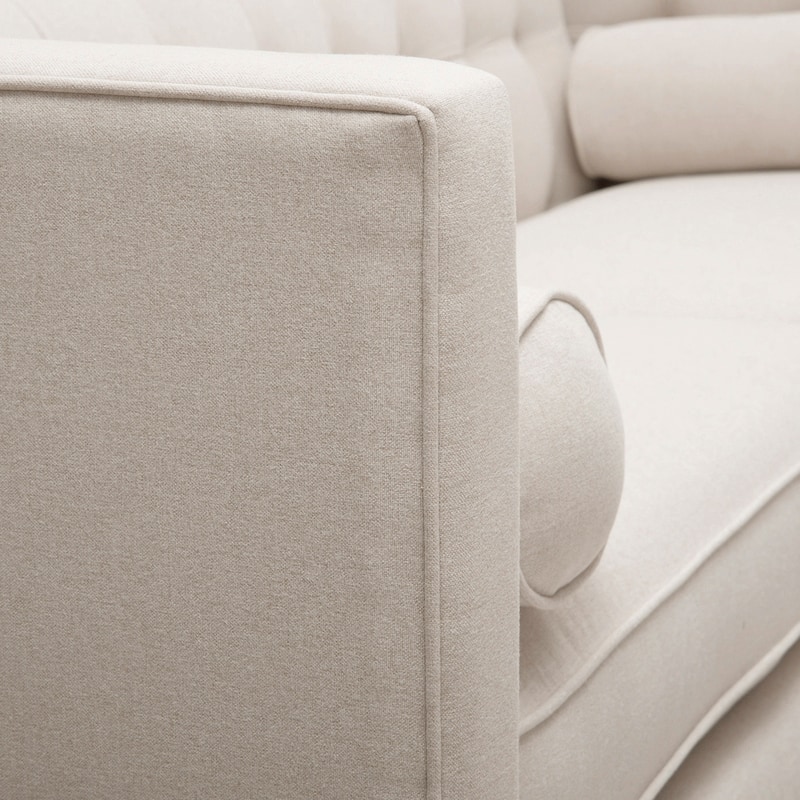 Jack 84" Mid-Century Modern Tuxedo Sofa with Bolster Pillows
