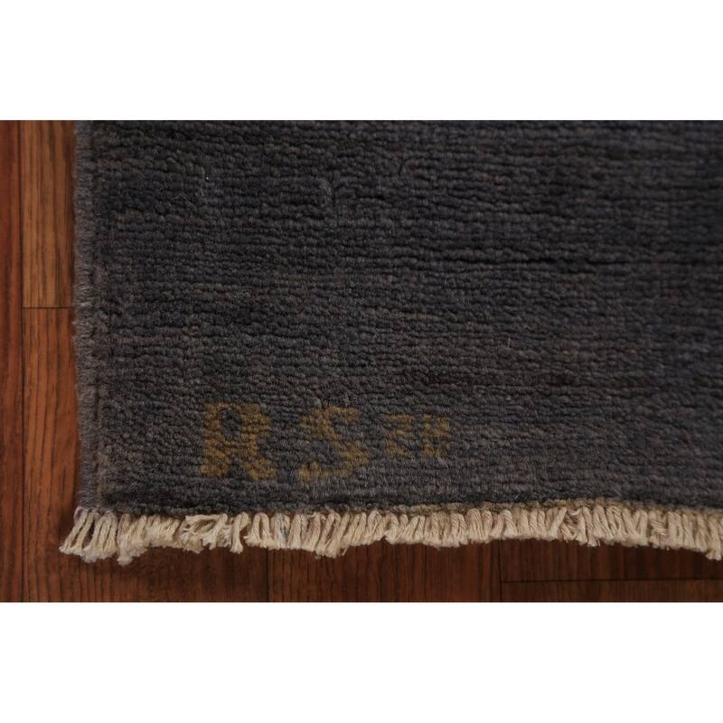 Gray Blue Gabbeh Modern Rug Handmade Wool Carpet - 3'5" x 4'10"