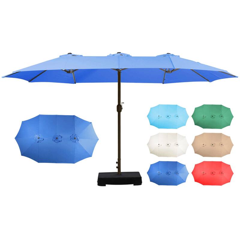 Aoodor 15ft Outdoor Double Sided Market Patio Umbrella with Base Stand